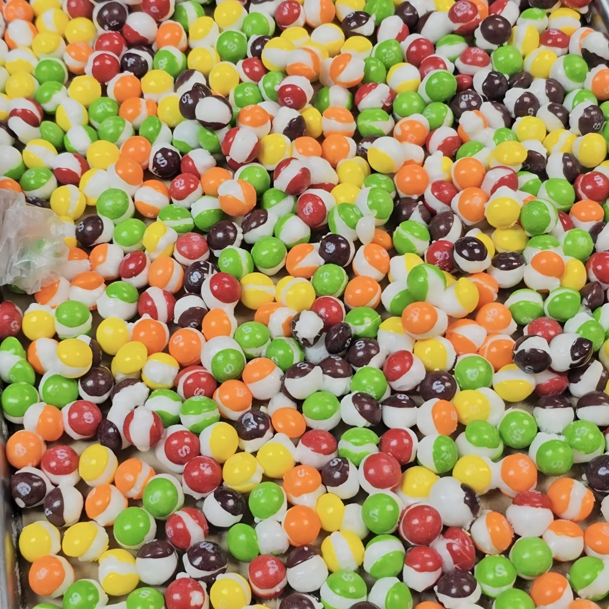 Bite-sized rainbow crunch pieces bursting with fruity flavor and crisp texture