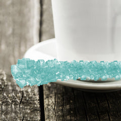 Espeez light blue crystal candy close-up highlights the sparkling crunch.