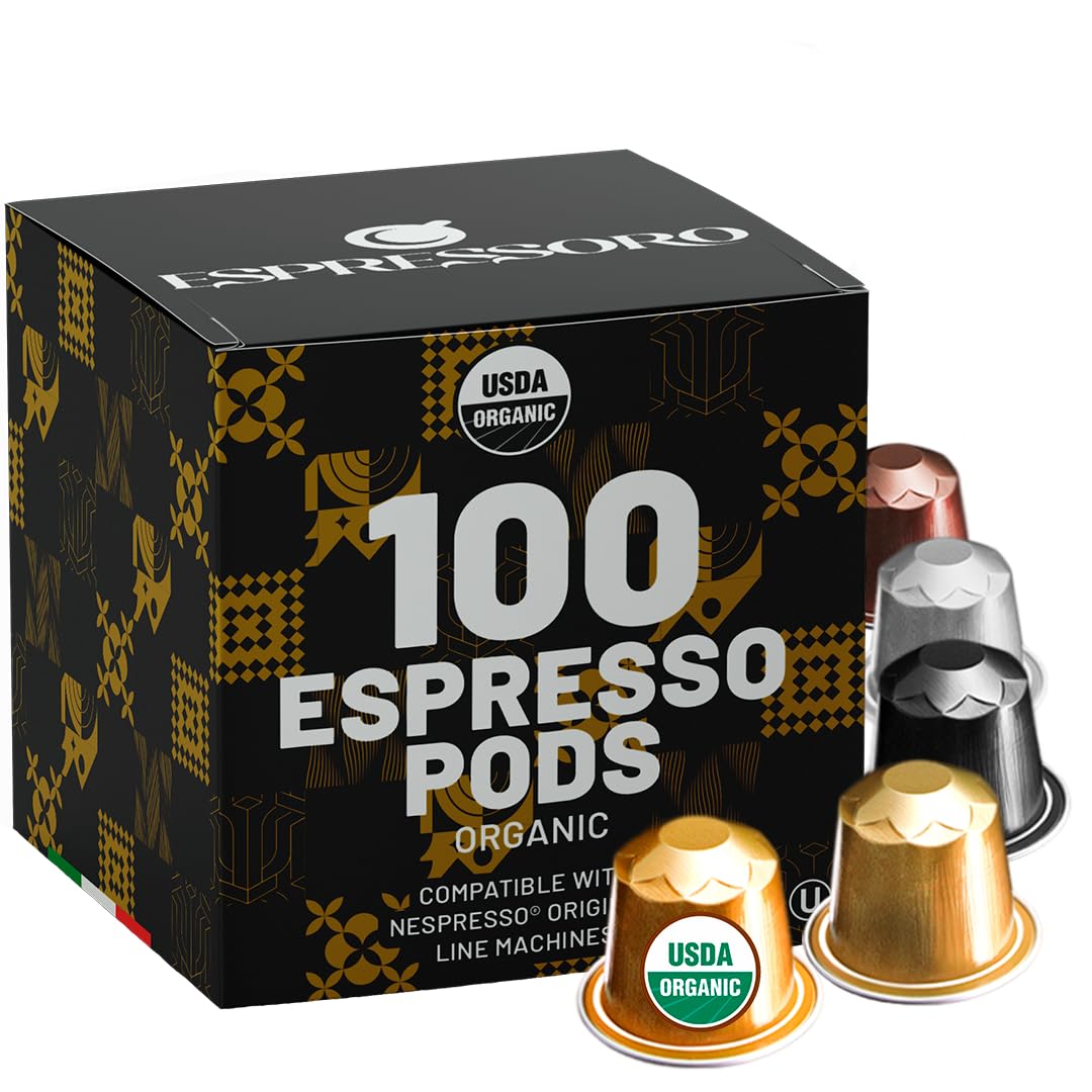 Espressoro 100 Organic Espresso Pods variety pack for quick, flavorful mornings.