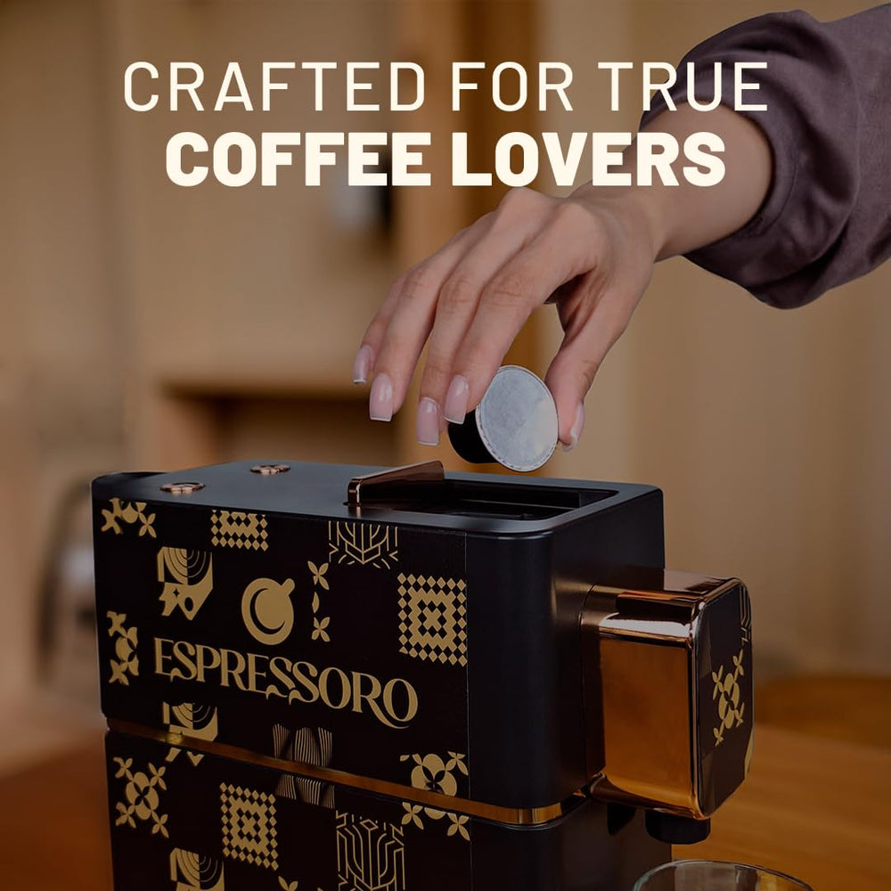Espressoro Italian-made espresso pods deliver authentic aroma at home.