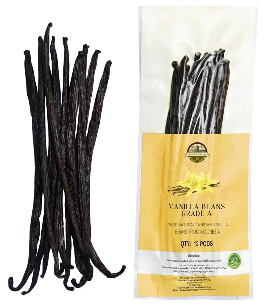 ESSENCE Food & Beverage 12 plump Tahitian vanilla beans ready for homemade vanilla extract.
