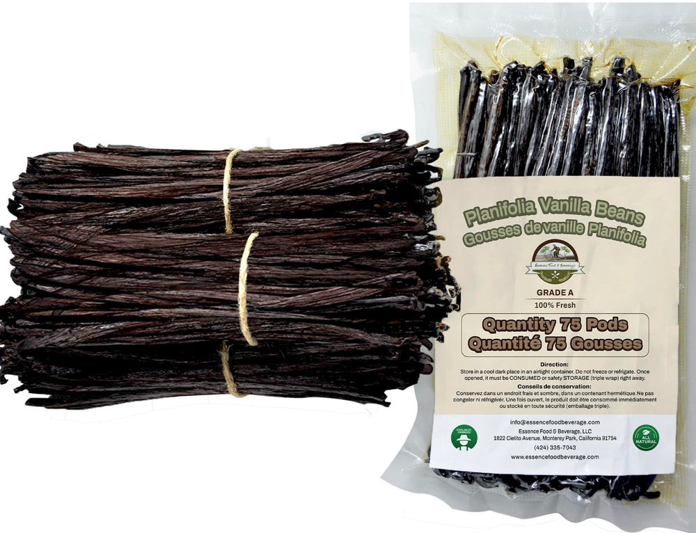 ESSENCE VANILLA BEANS bulk 6-8 inch Indonesia, ideal for homemade vanilla extract