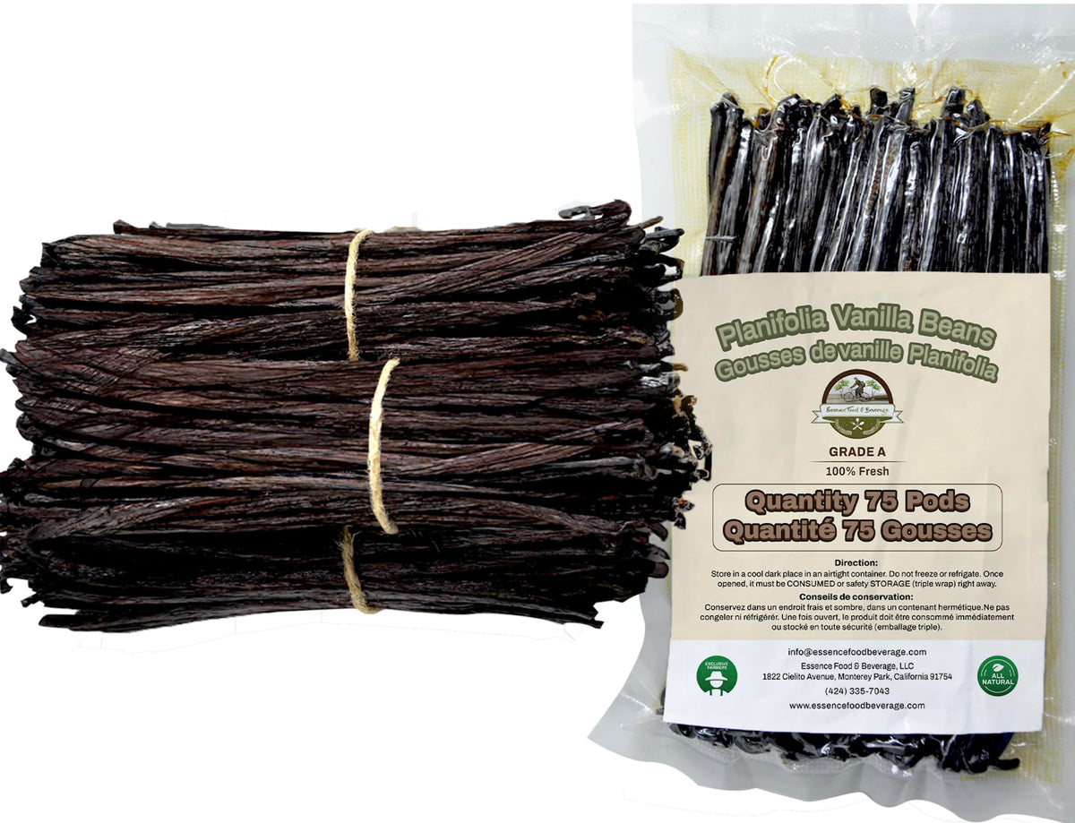 ESSENCE VANILLA BEANS bulk 6-8 inch Indonesia, ideal for homemade vanilla extract