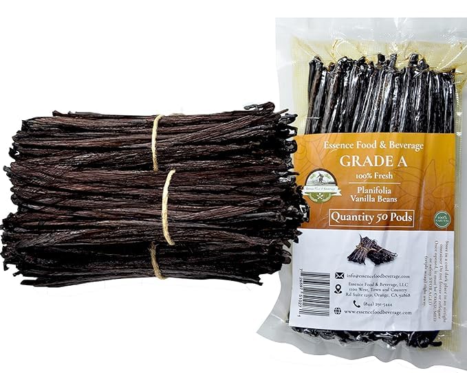ESSENCE Grade A vanilla beans are long and plump, perfect for rich vanilla extracts