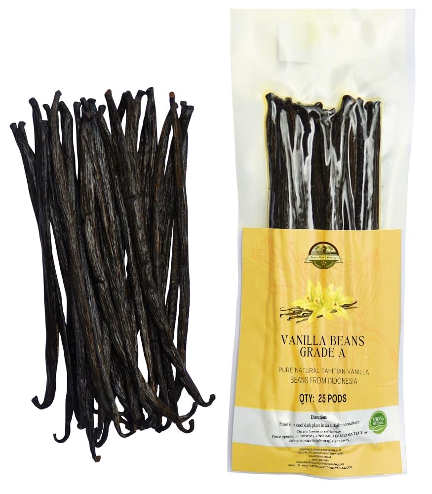 ESSENCE Vanilla Beans Papua 25-pack closeup showing seeds for premium vanilla extract