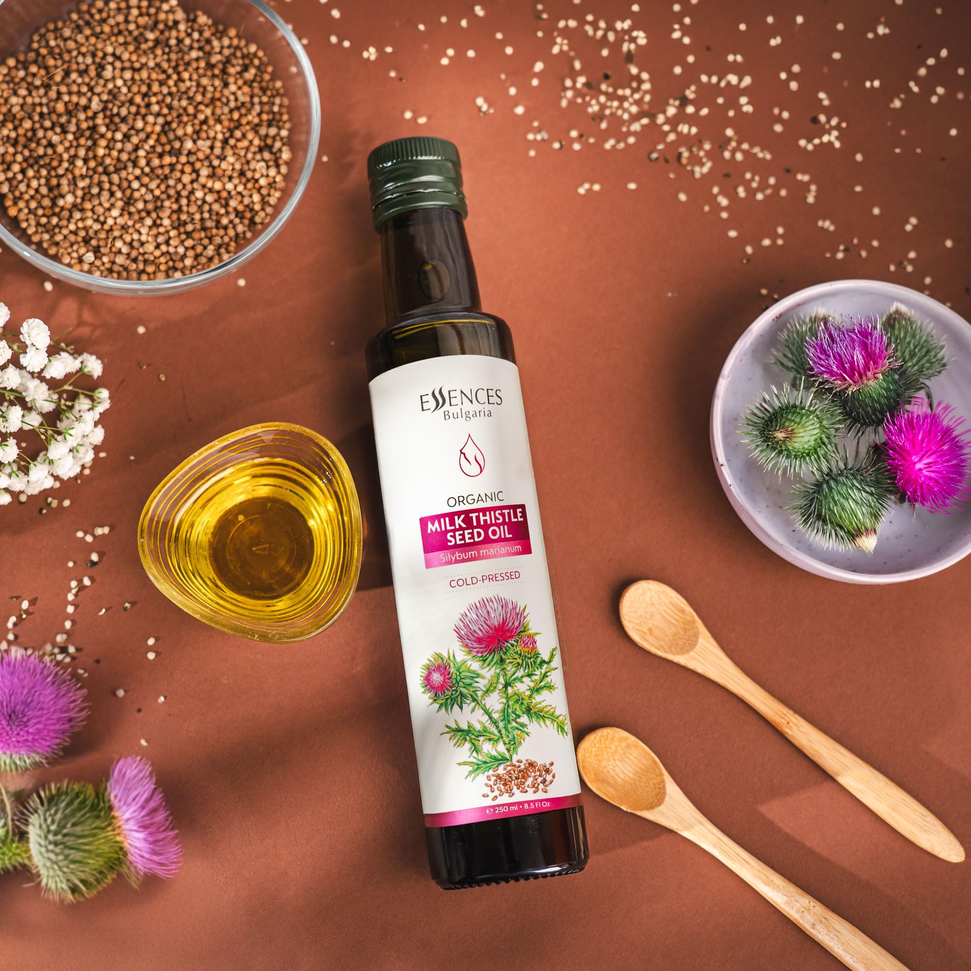 Premium Essences Bulgaria oil on a kitchen counter ideal for dressings