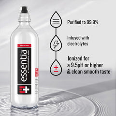 Essentia ionization process image emphasizing 9.5 pH and smooth taste.