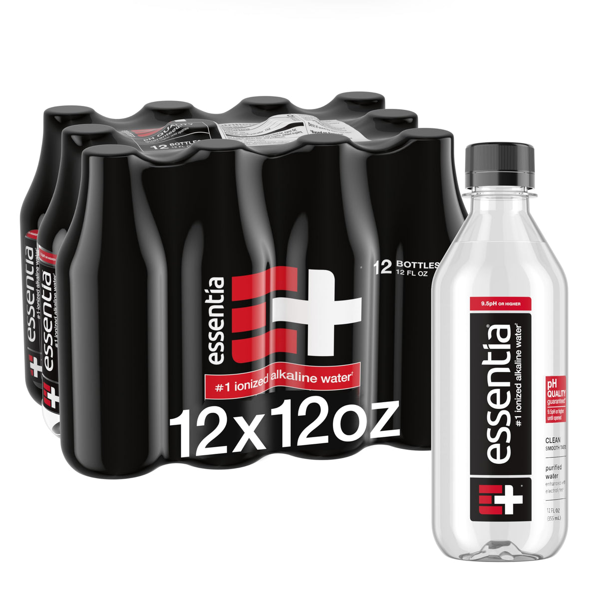 Essentia Water 12-pack bottles for convenient on-the-go hydration with a crisp taste