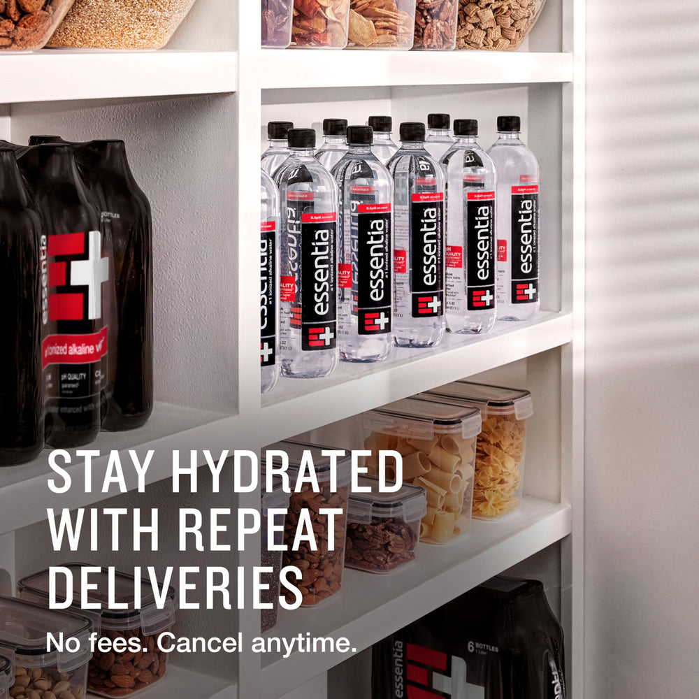 Essentia Water recyclable bottle symbol communicates eco-friendly packaging