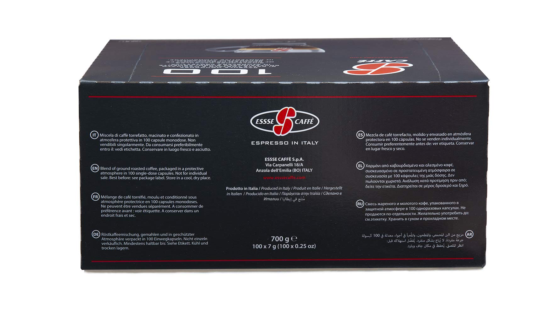 Essse Caffe Maestoso capsules shown ready for S12 machine.