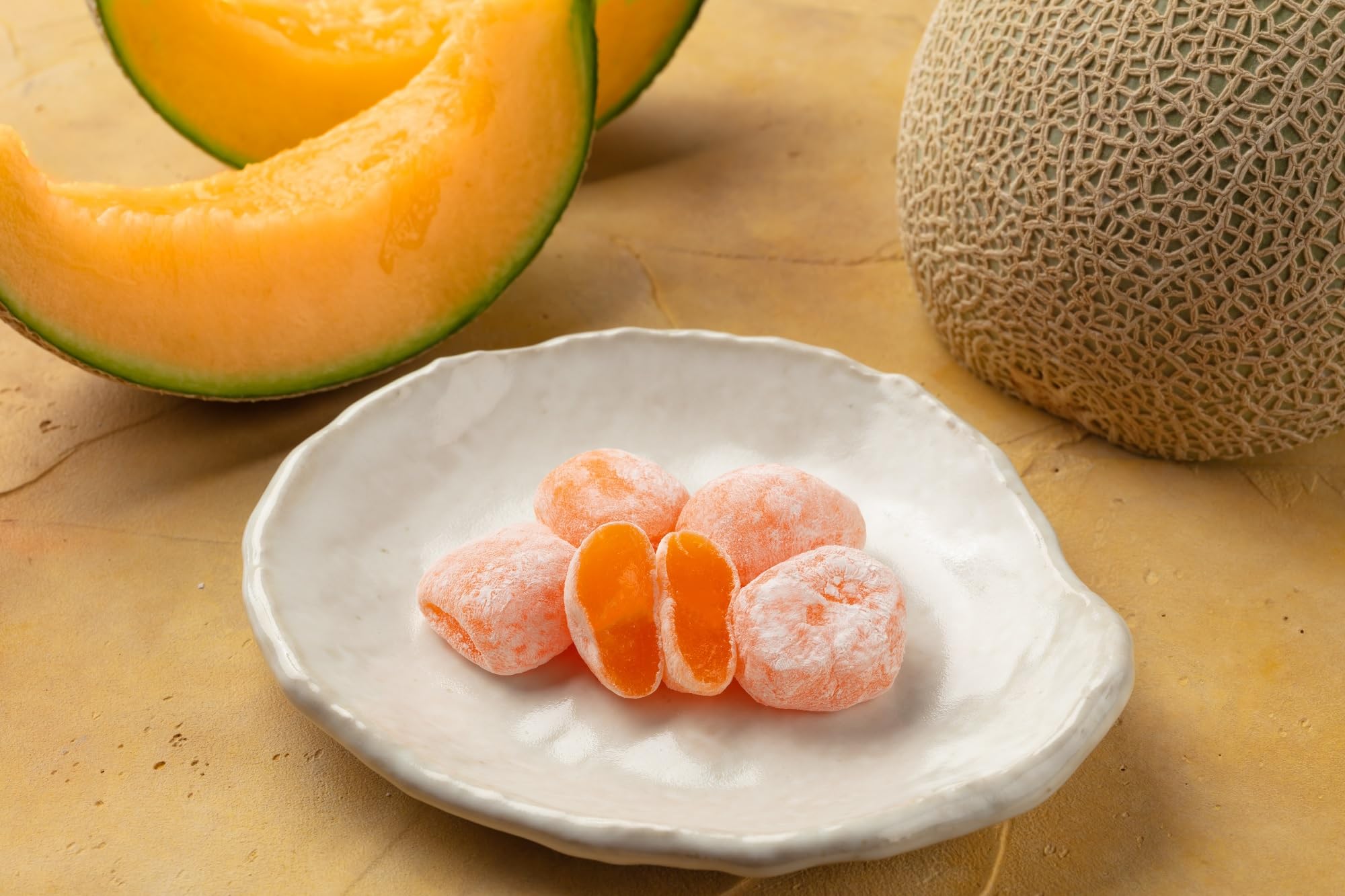 Estala Mochi Melon close-up shows the delicate texture and premium quality.