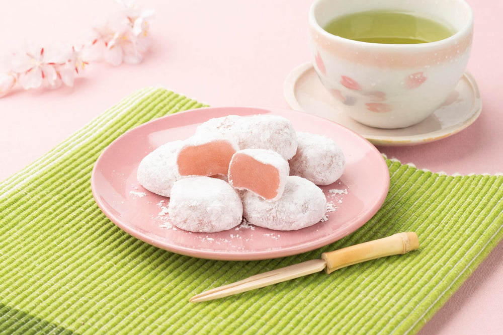 Estala Sakura Mochi closeup reveals soft chewy texture for tea time snacking