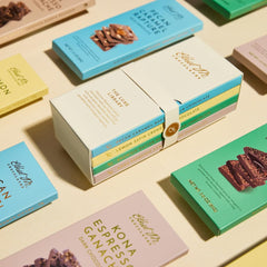 Ethel M Luxe Library lemon satin creme bar close-up, bright citrus notes.