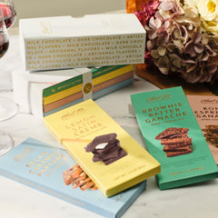 Ethel M Luxe Library pecan caramel rapture bar close-up, rich texture.