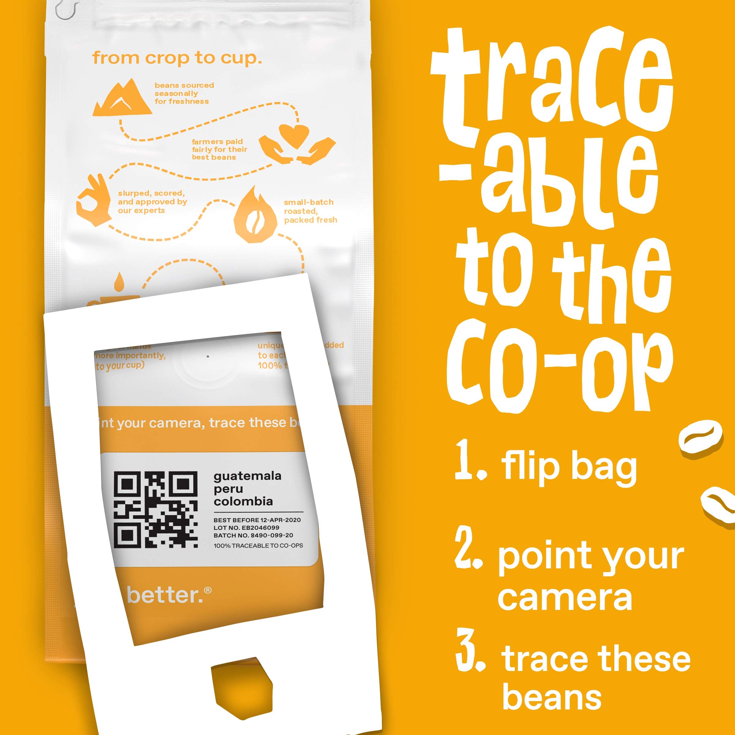 Ethical Bean Organic USDA label on bag indicating pesticide-free sourcing.