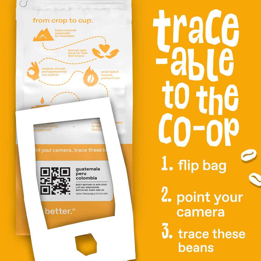 Ethical Bean Organic USDA label on bag indicating pesticide-free sourcing.