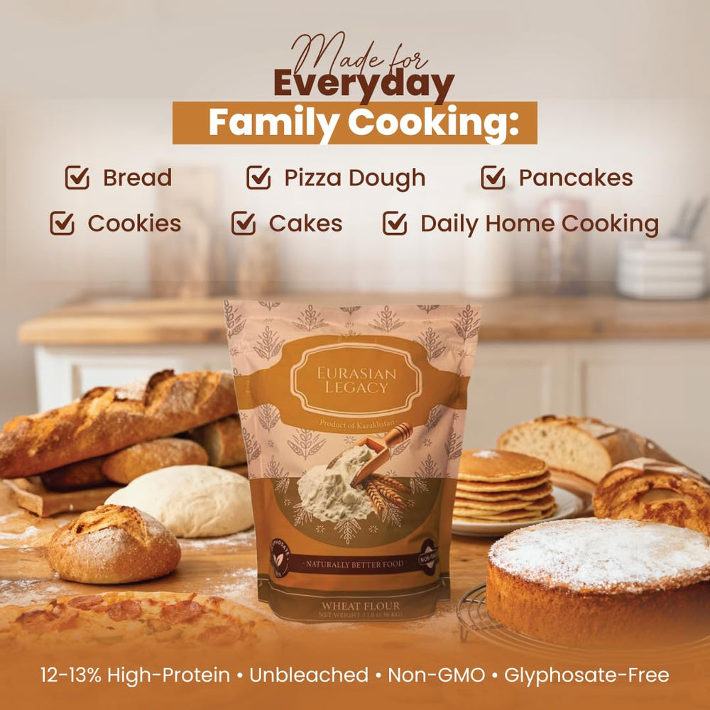 Eurasian Legacy High-Protein flour ready for bread and dough with structure.