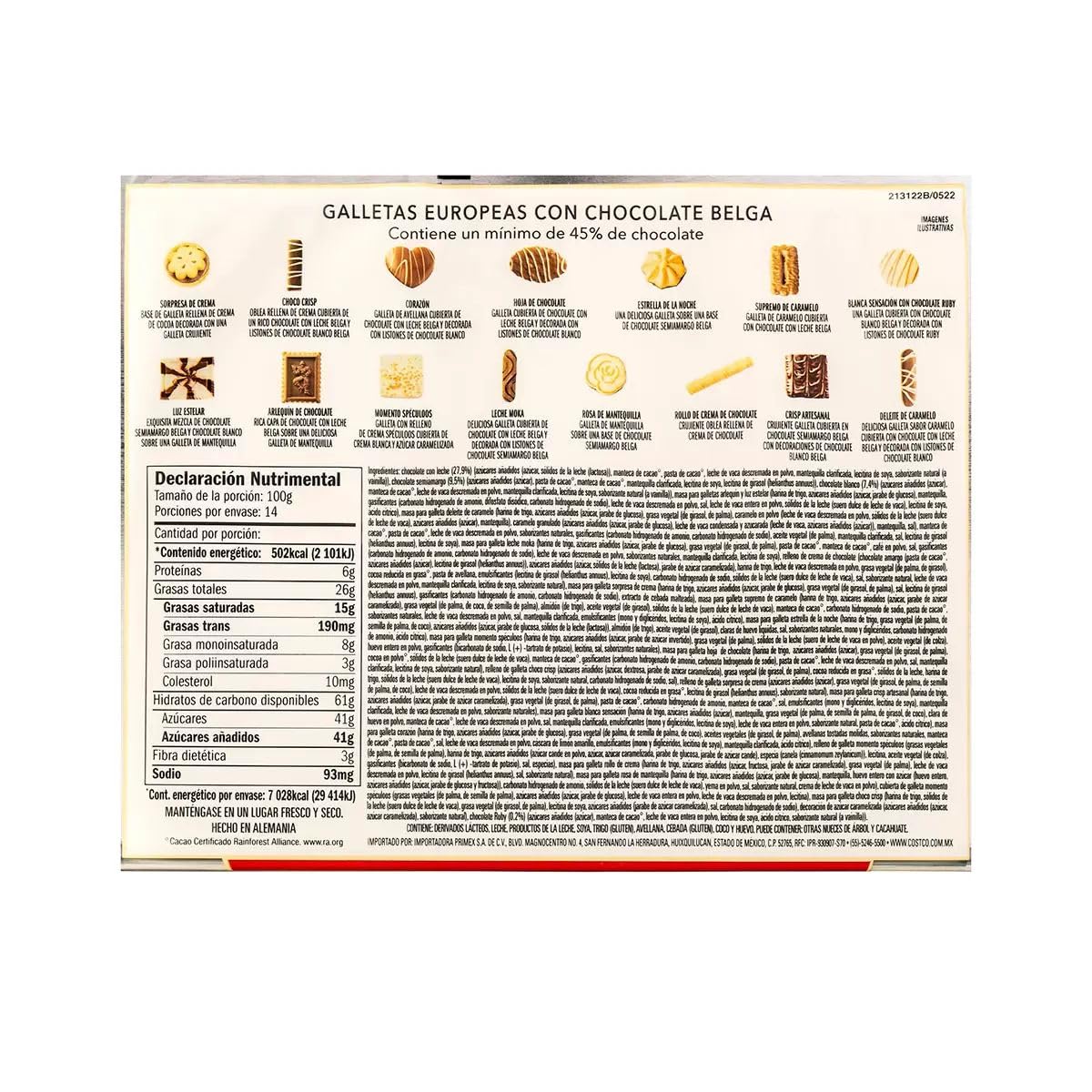 European Cookies Kirkland Belgian Chocolate serving tray, ideal for dessert platters and events.