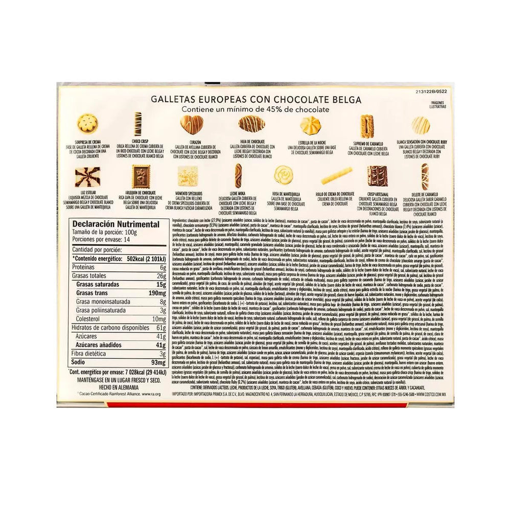 European Cookies Kirkland Belgian Chocolate serving tray, ideal for dessert platters and events.