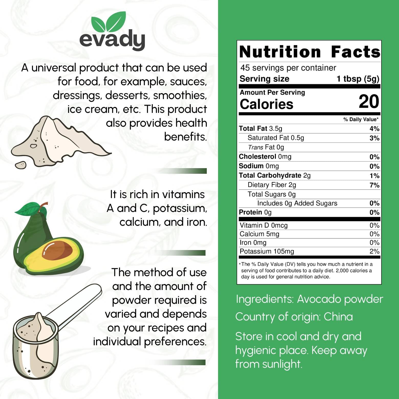 EVADY Avocado Powder closeup shows fine texture for dressings, sauces, and seasonings.
