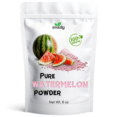 EVADY Watermelon Powder bottle displays the vibrant pink powder for refreshing beverages.
