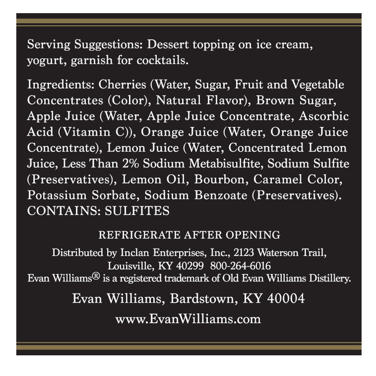 Evan Williams Bourbon Black Cherries closeup highlights glossy fruit ideal for premium cocktail accents.