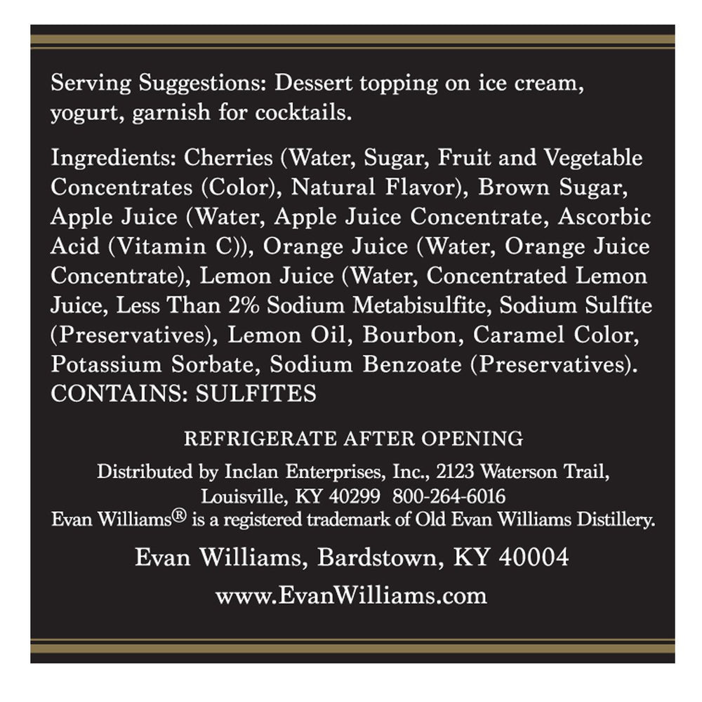 Evan Williams Bourbon Black Cherries closeup highlights glossy fruit ideal for premium cocktail accents.