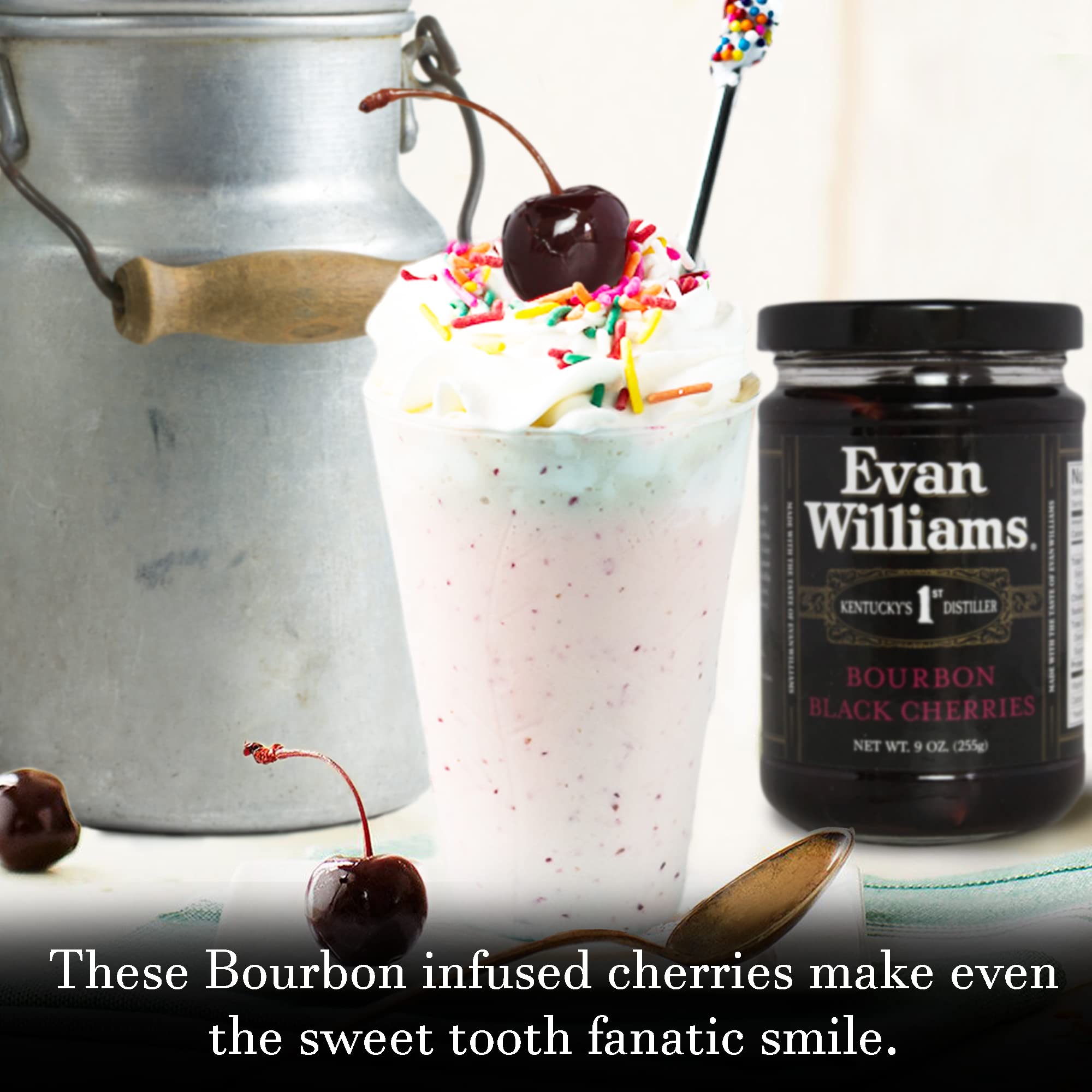 Evan Williams Bourbon Black Cherries gift-packaging makes a stylish gift for hosts and cocktail lovers.