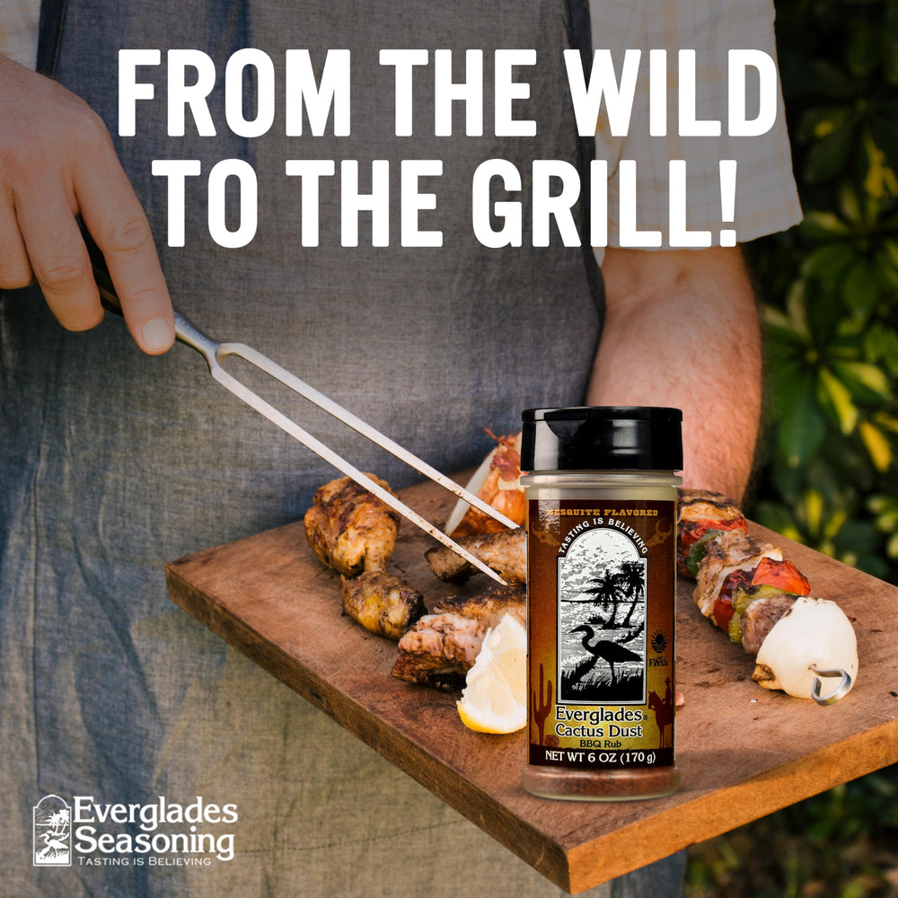 Everglades Cactus Dust BBQ Seasoning mesquite flavor closeup with smoky aroma.