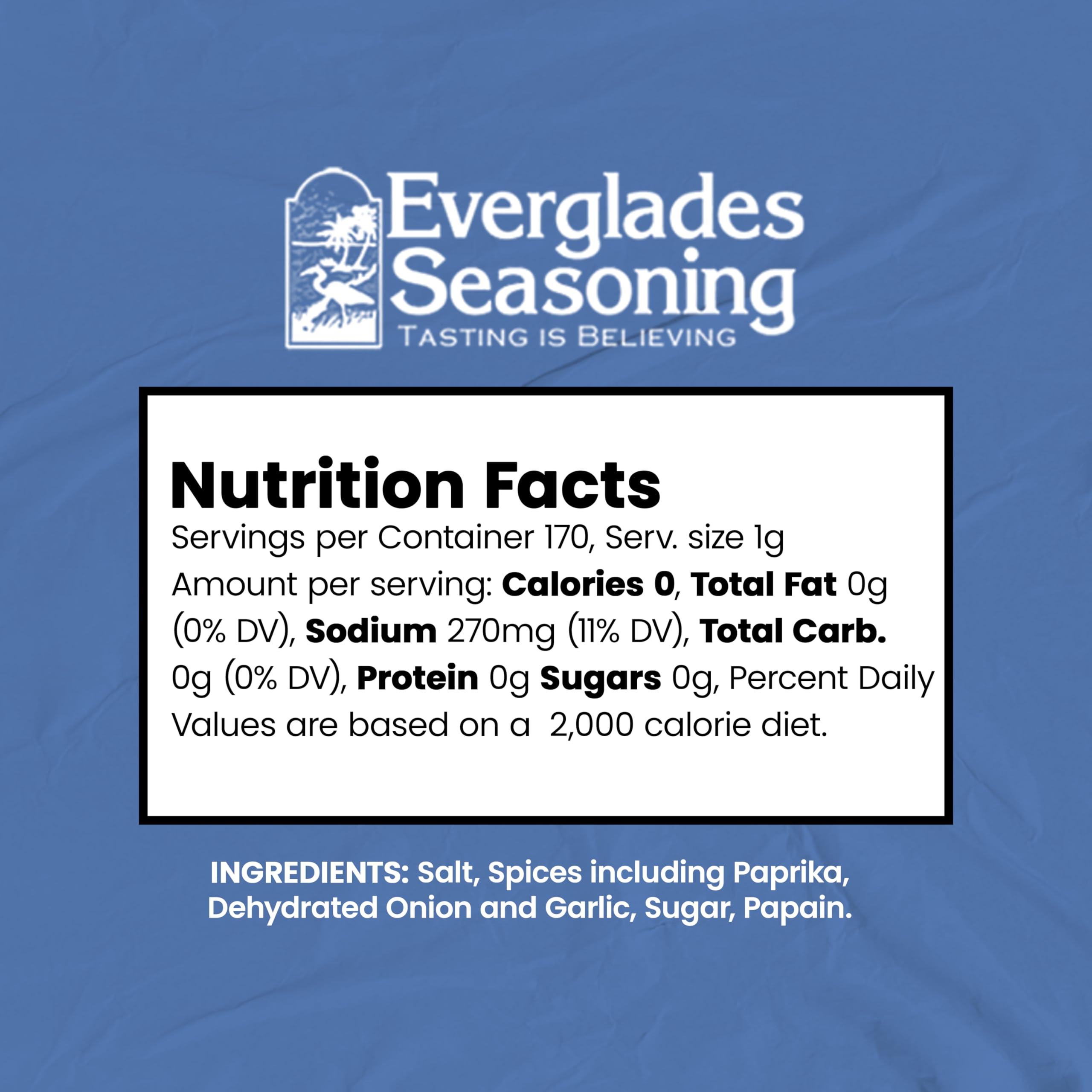 Everglades seasoning bottle front shows USA-made badge for coastal flavor