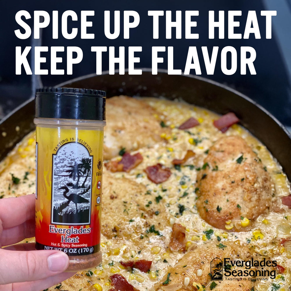 Everglades Heat Seasoning on the grill creates smoky, spicy sear.