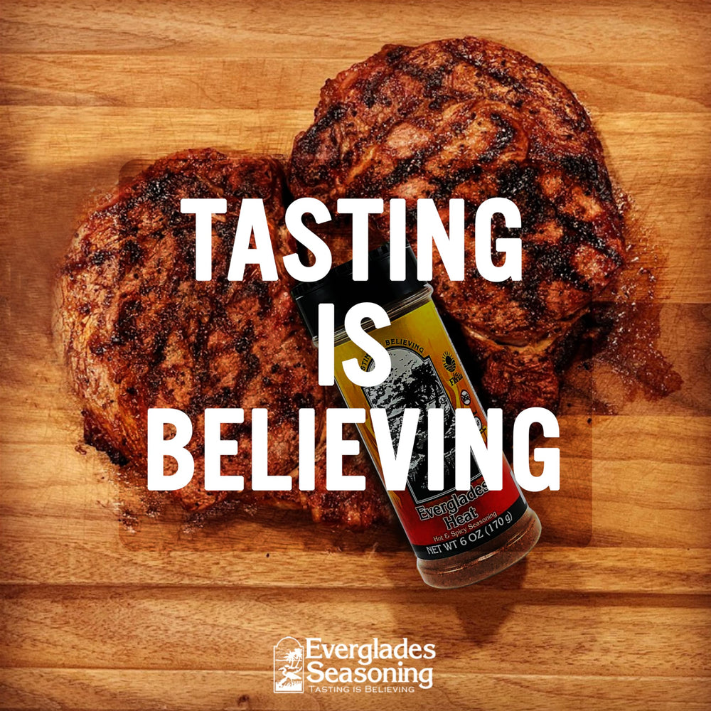 Everglades Heat Seasoning bottle on kitchen counter ready for weeknight meals.