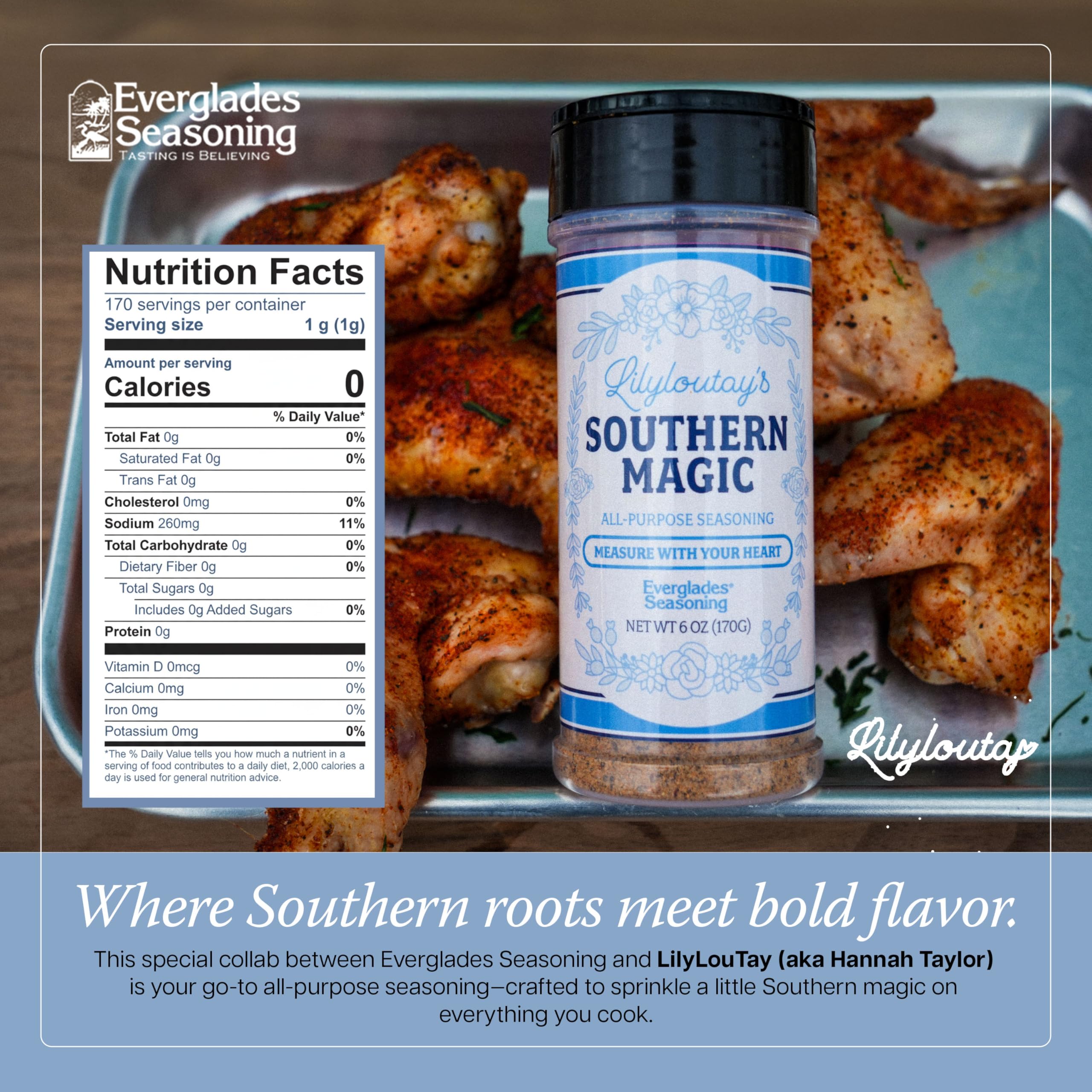 Everglades Lily Lou Tay's seasoning on chicken delivers juicy, savory notes.