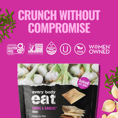 Every Body Eat Snack Cracker Thins in lunchbox setup suggests convenient school snack.