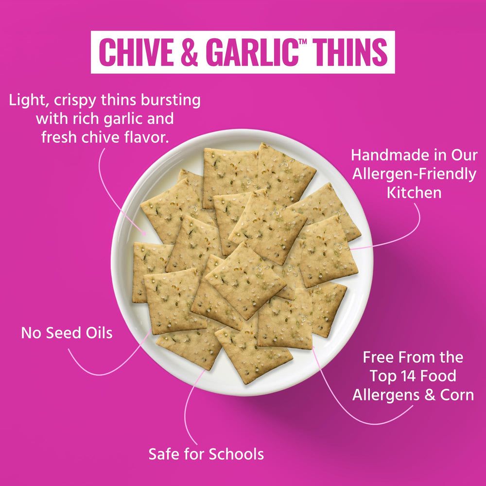Every Body Eat Snack Cracker Thins on-the-go, travel-friendly crunchy bite.