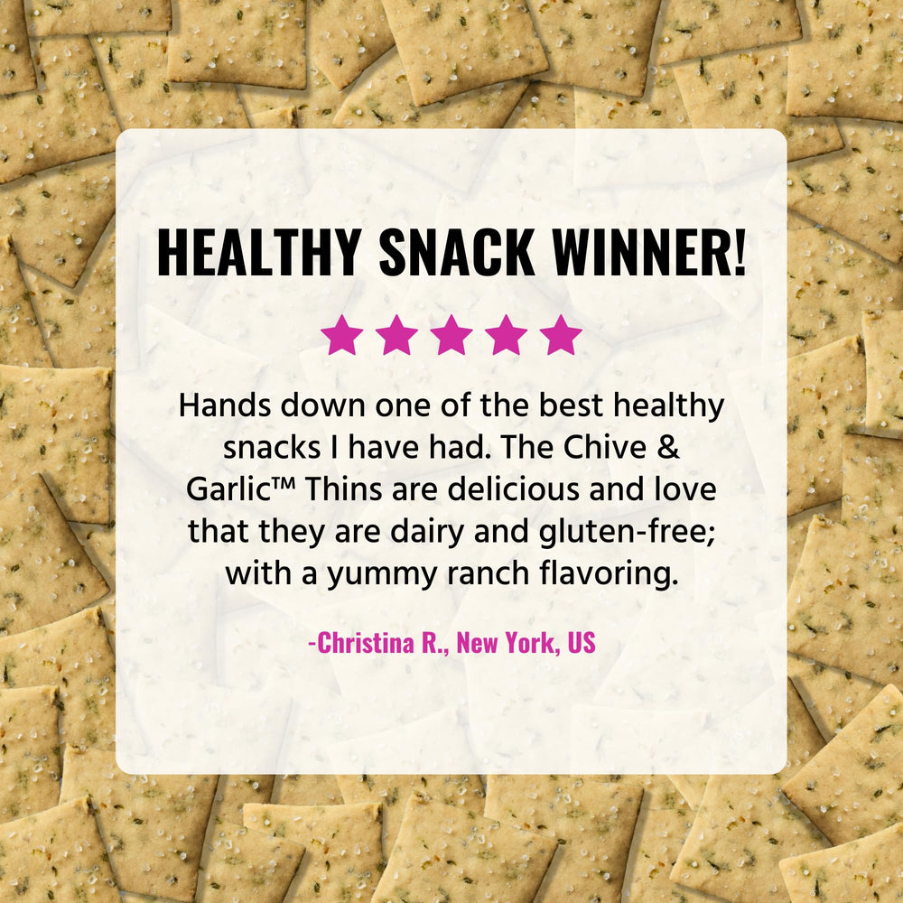 Every Body Eat Snack Cracker Thins, dairy-free, ideal vegan snack option.