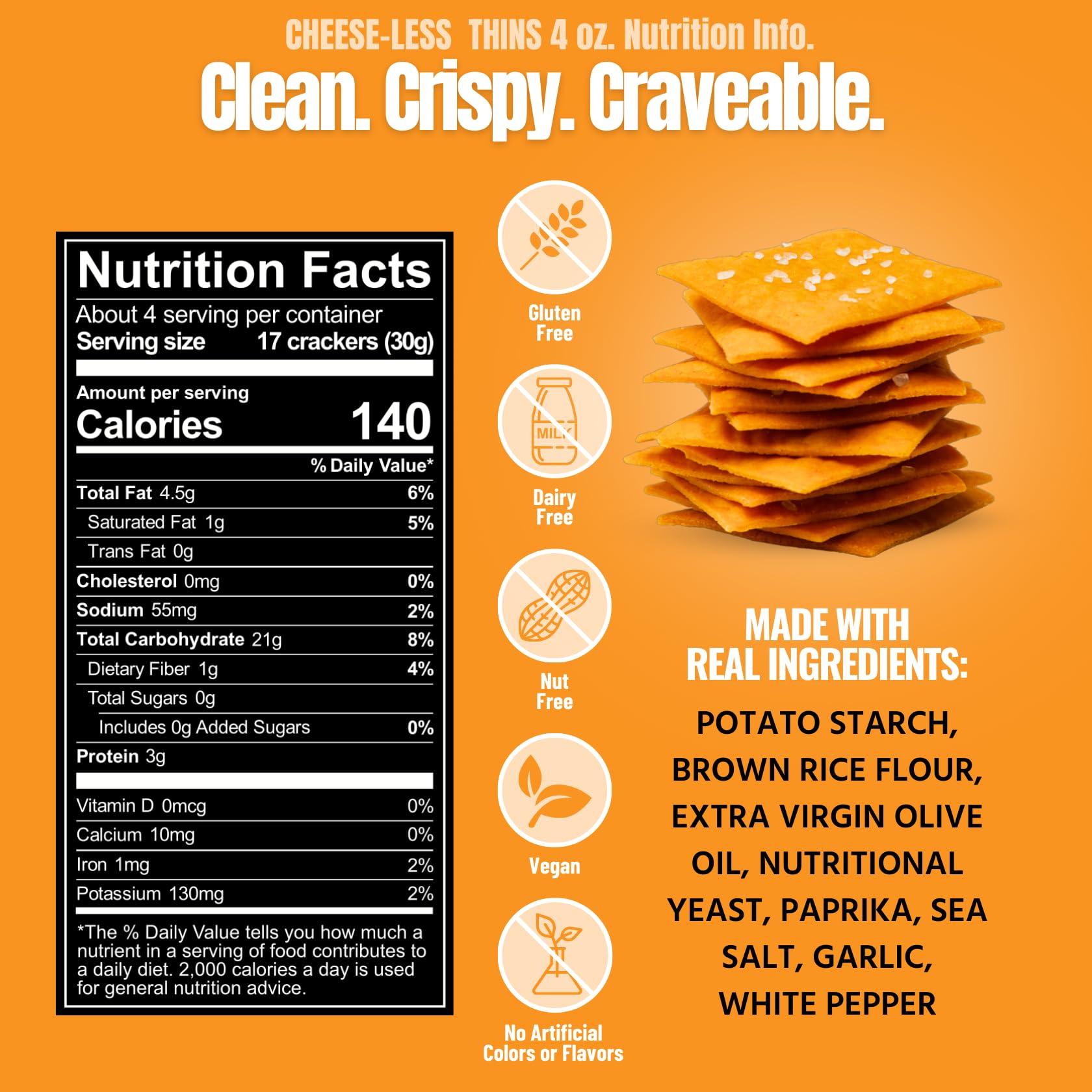 Every Body Eat Snack Cracker Thins cracker close-up emphasizing light crunch.
