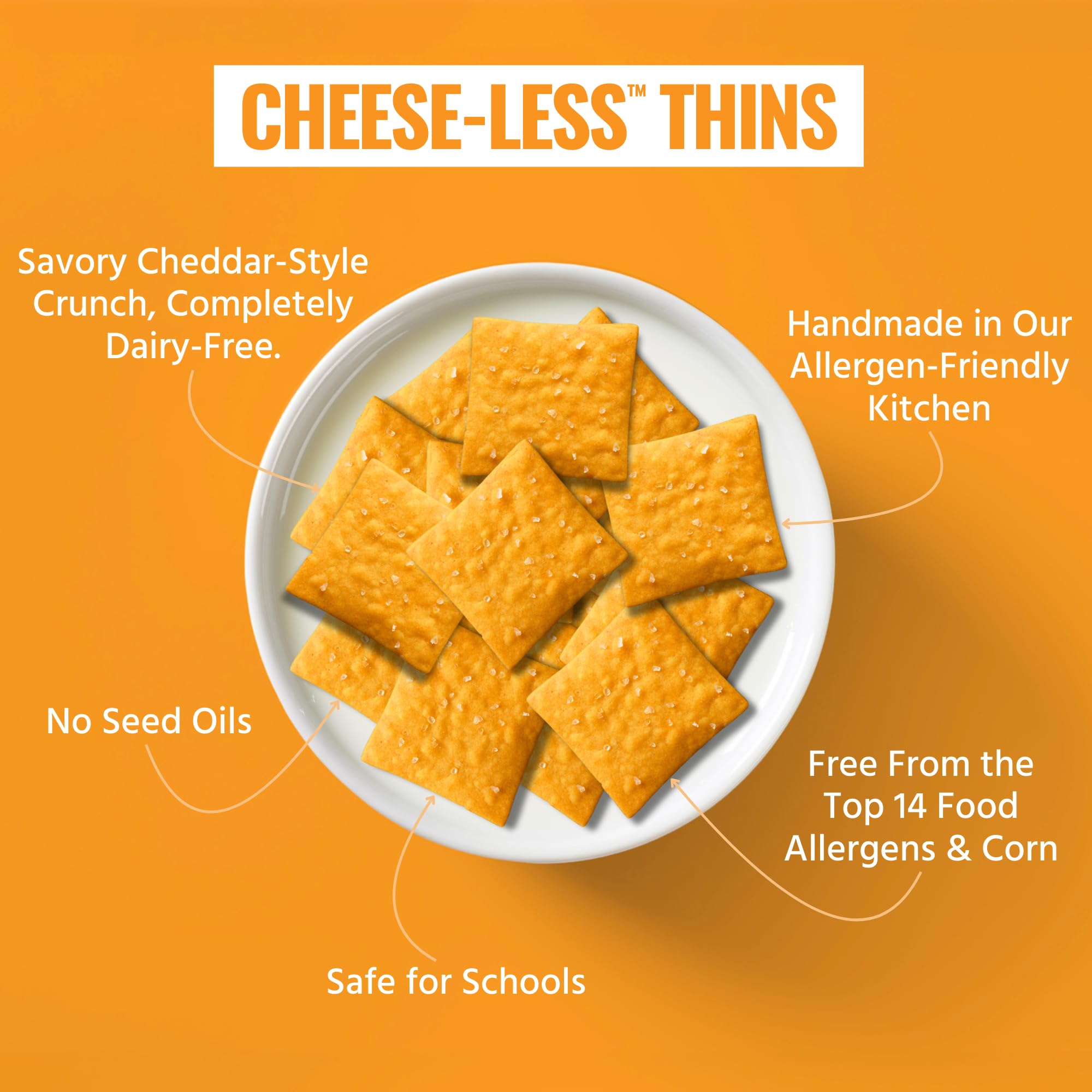 Every Body Eat Snack Cracker Thins paired with dip to show versatile serving ideas.