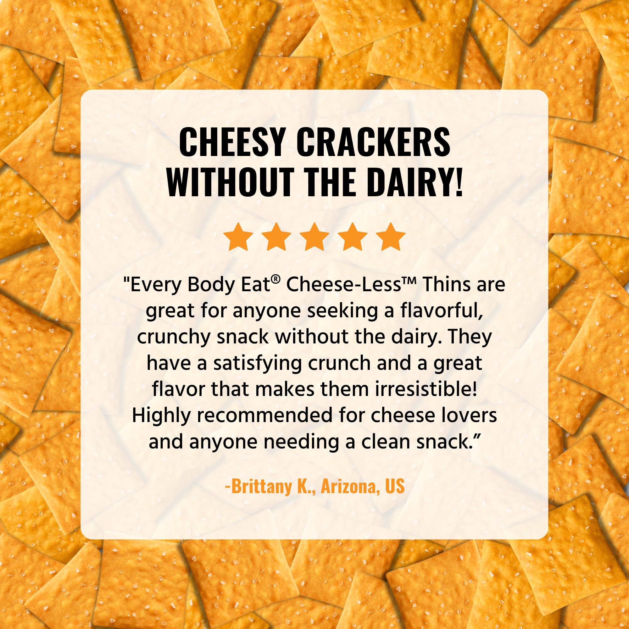Every Body Eat Snack Cracker Thins pantry display for easy, allergen-friendly snacking.