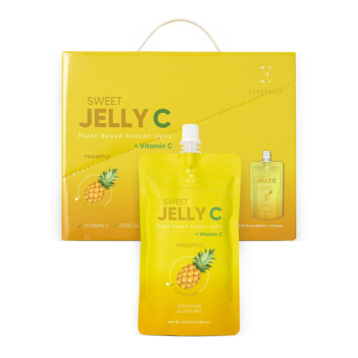 EVERYDAZE Sweet Jelly C pineapple pouch showing convenient grab-and-go snack