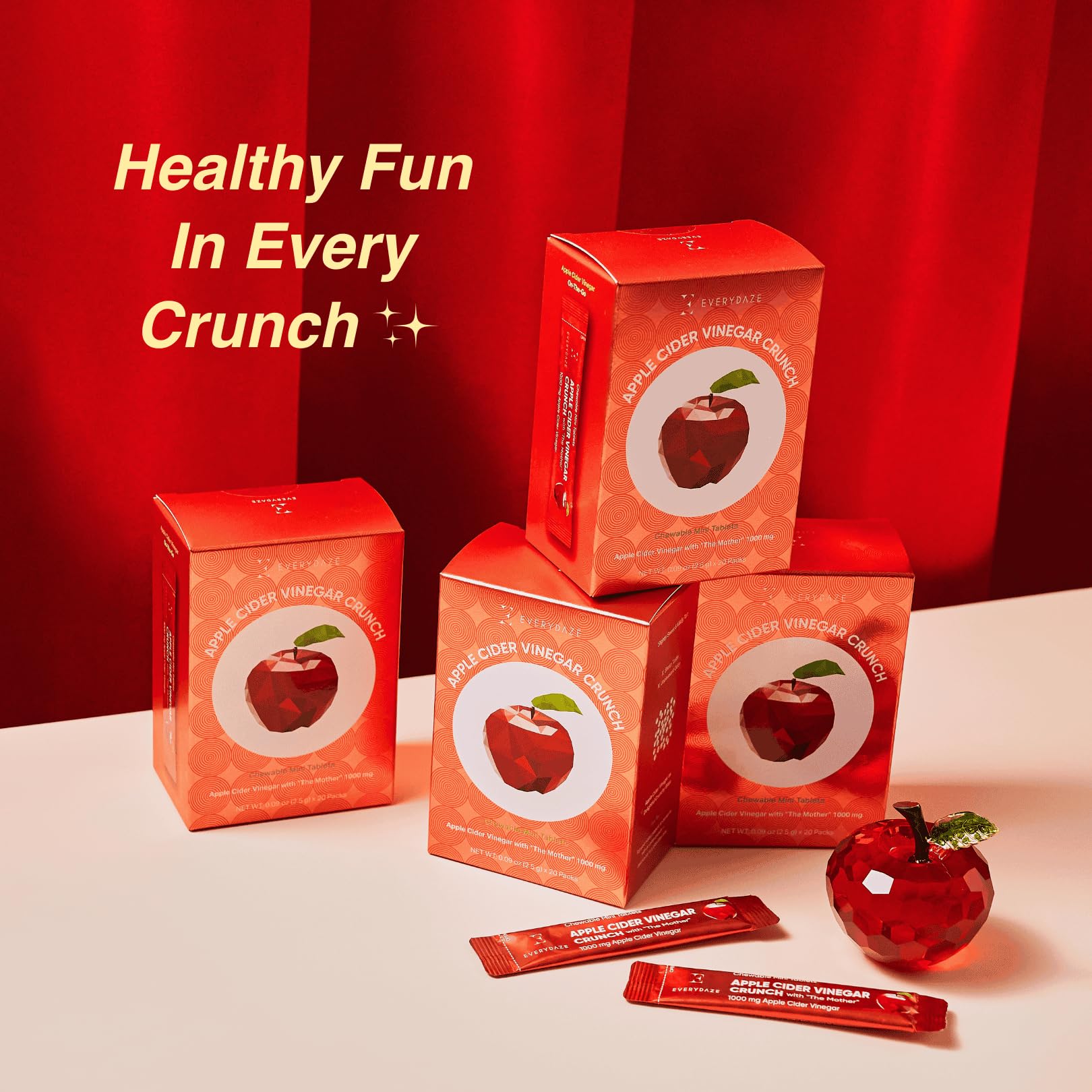 EVERYDAZE vegan gluten-free label on crunchy ACV sticks.