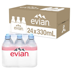 Evian 330ml bottle, naturally refreshing water for everyday hydration.