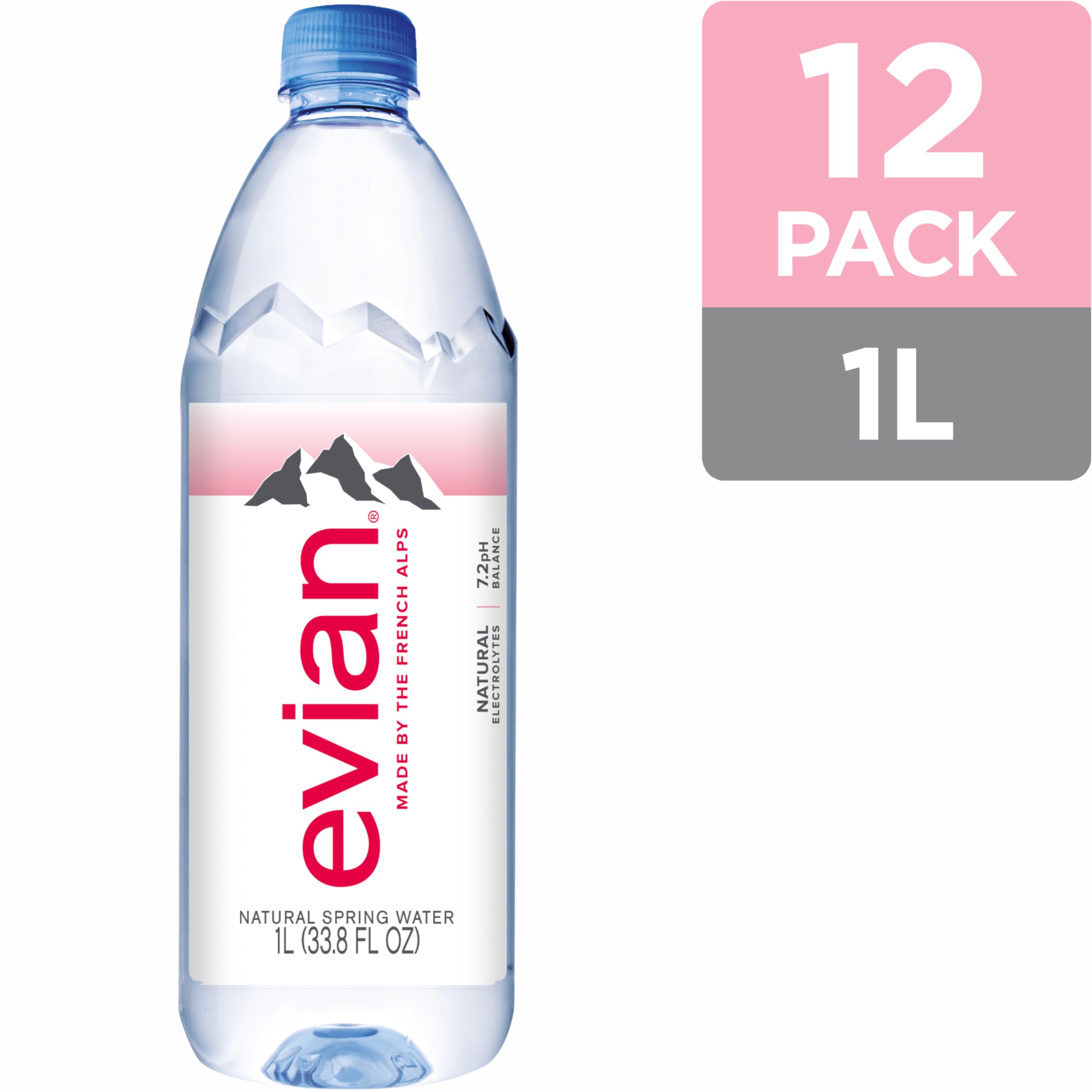 Evian bottle in fridge ready for a cool, refreshing drink.
