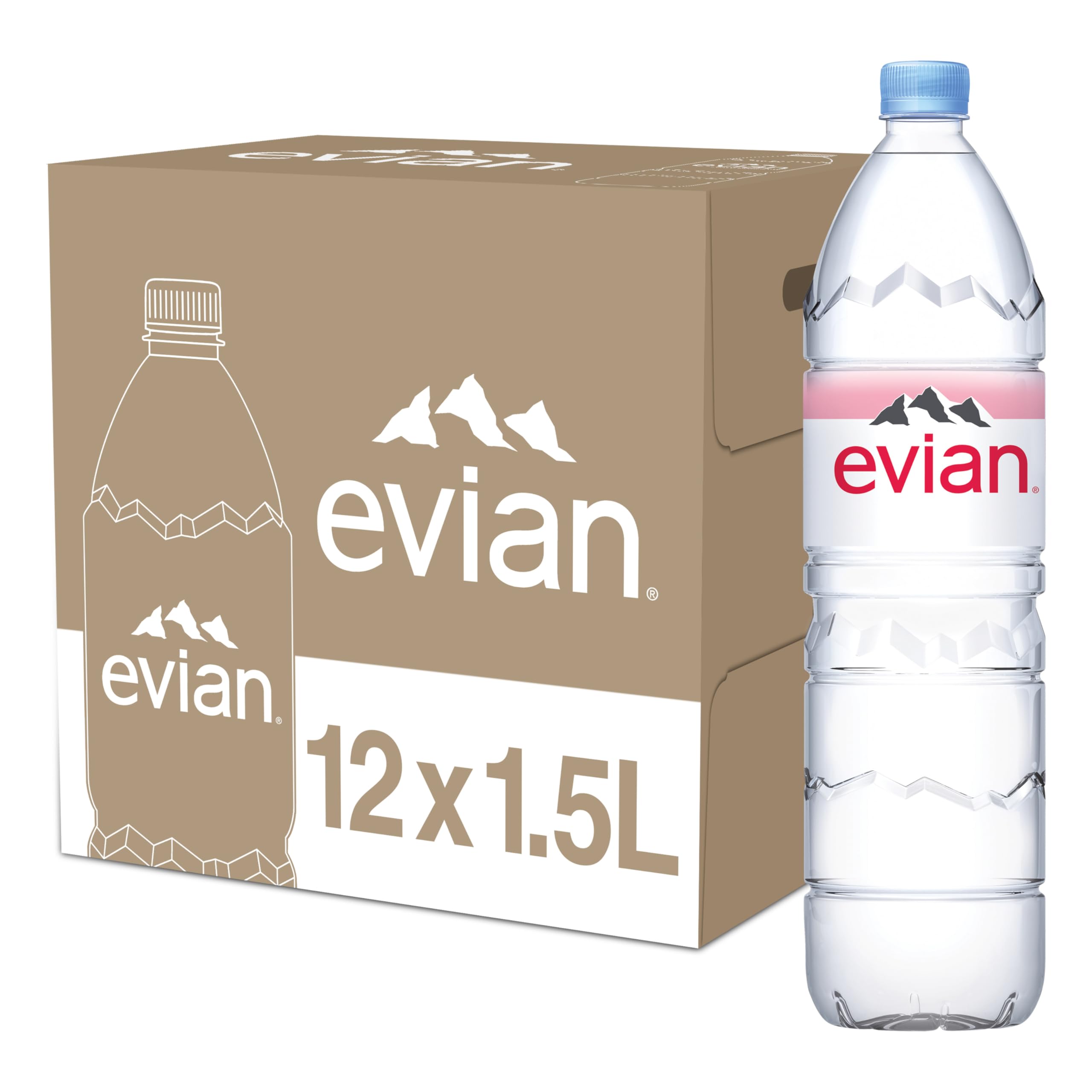 evian 12-pack of 1.5 L bottles for convenient shared hydration