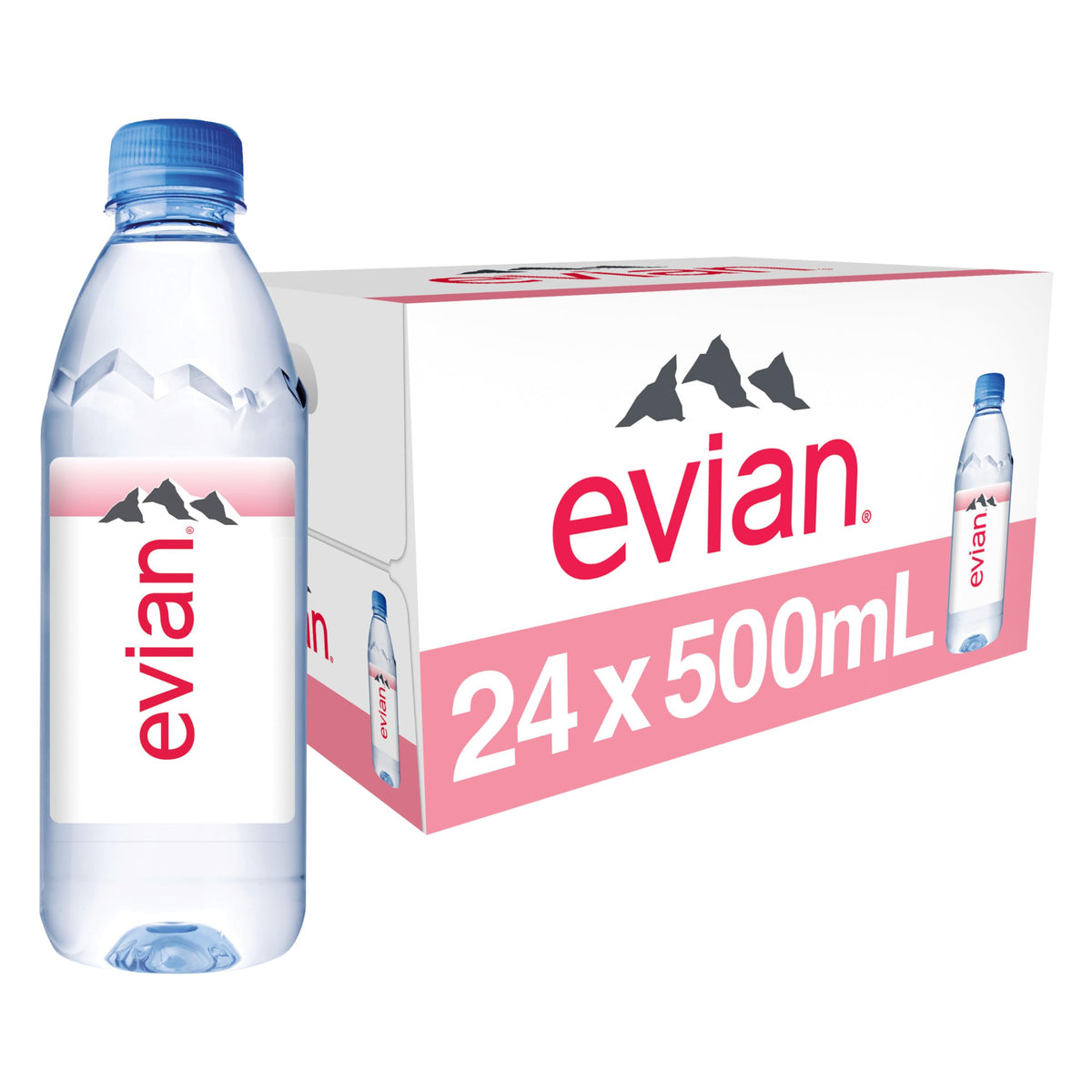 evian pack 24 500ml bottles for convenient in-home hydration
