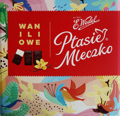 E.Wedel Birds Milk chocolate-covered vanilla marshmallow close-up showing creamy center