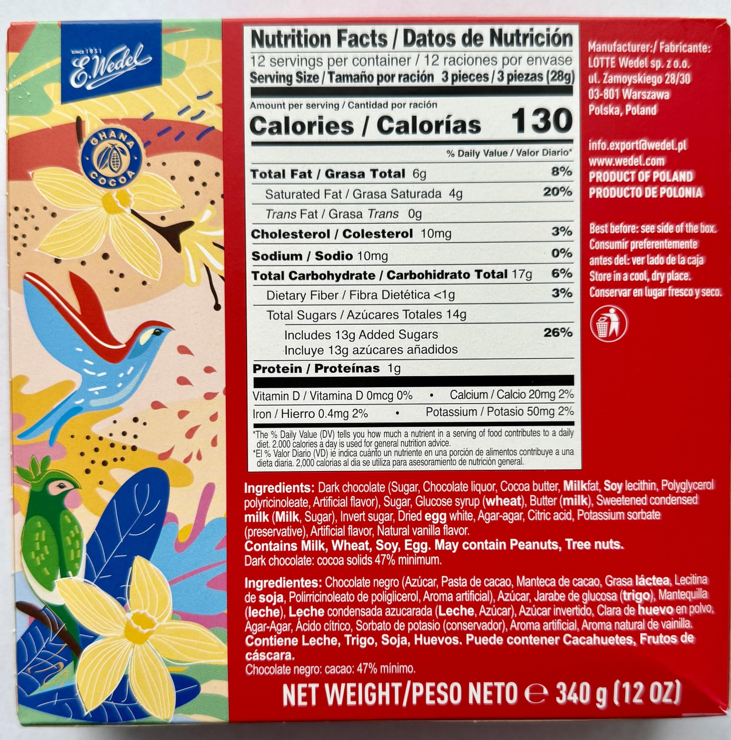 E.Wedel Birds Milk pack shot highlighting 13.4 oz packaging