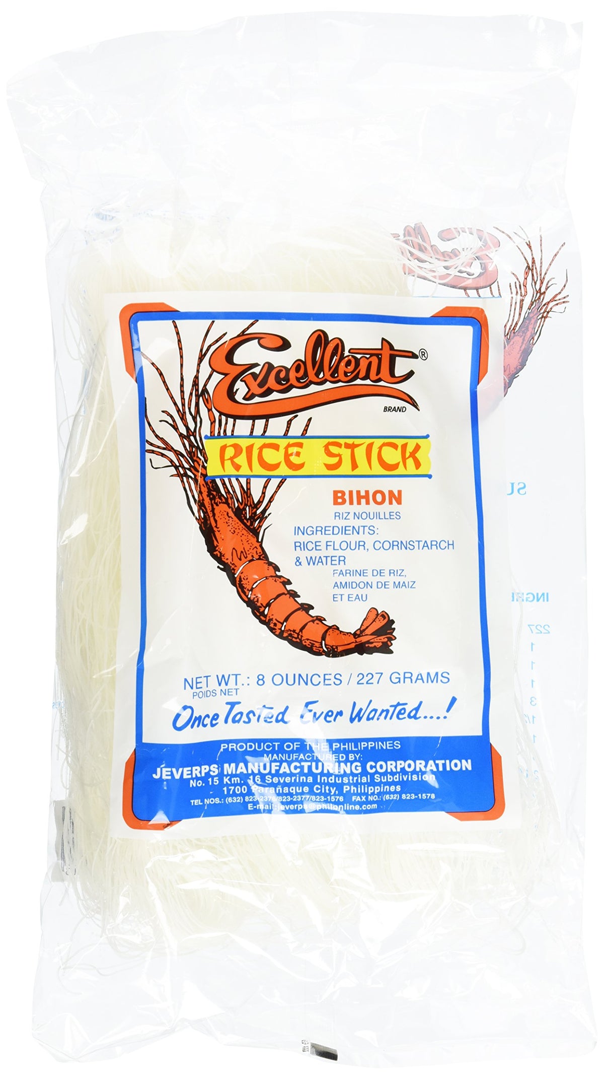 Excellent Rice Stick Bihon Noodles 2-pack front view shows convenient packaging for quick meals.