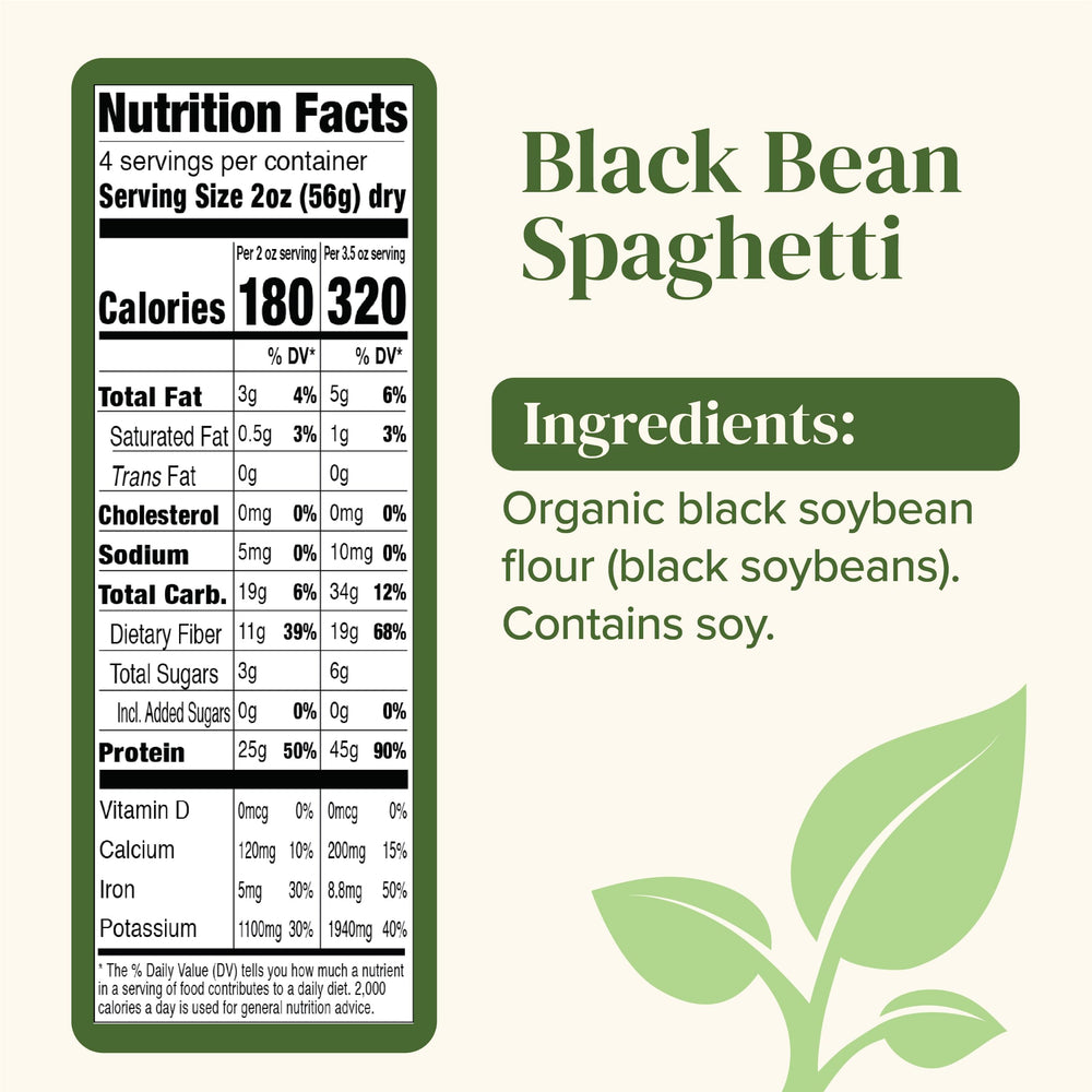 EXPLORE CUISINE Cooked Black Bean Spaghetti plated with sauce, quick dinner option