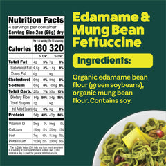 Explore Cuisine cooked fettuccine plated with veggies, highlighting high protein plant-based options.